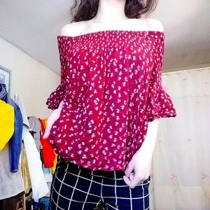 Off-the-shoulders floral a.n.a blouse